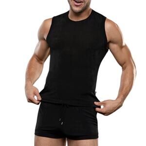 Andrew Christian Sensual Rib Muscle Tee Large Black